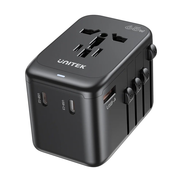 Caricabatterie - Unitek 65W Adattatore universale da viaggio (P1122ABK01) | 1xUSB-A 3xUSB-C 1xAC