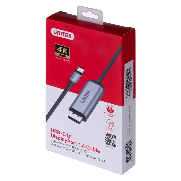 UNITEK ADATTATORE USB-C DISPLAYPORT 1.4 8K@60HZ 1 8M V1423C