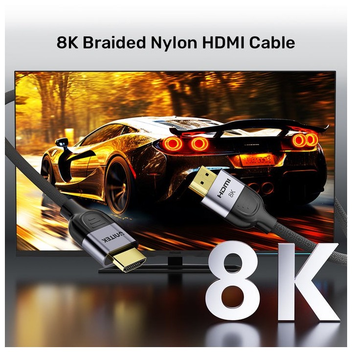 UNITEK 8K Cavo Nylon 1M HDMI intrecciato HDMI tipo A (standard) grigio