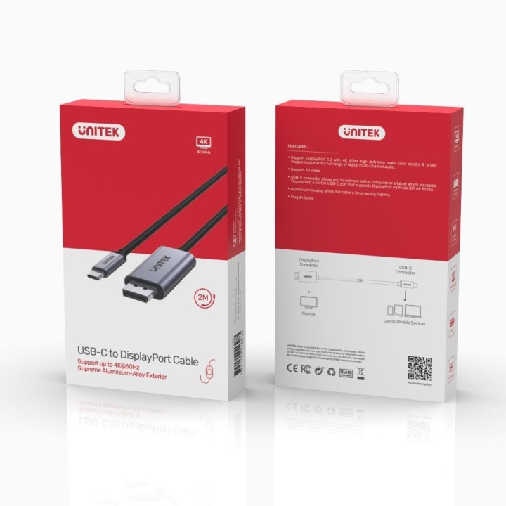 UNITEK V1409A adattatore genere cavo USB-C DisplayPort nero grigio