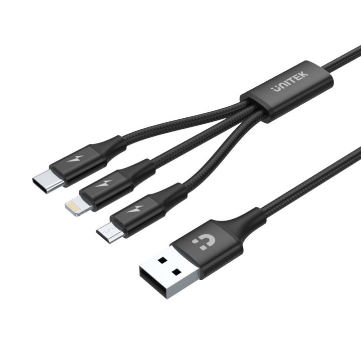 UNITEK C14049BK USB cavo 1.2 m USB 2.0 USB C Micro-USB B/Lightning nero