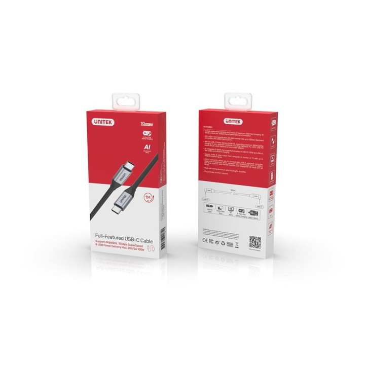 UNITEK C14082ABK USB cavo USB 3.2 Gen 2 (3.1 Gen 2) 1 m USB C nero