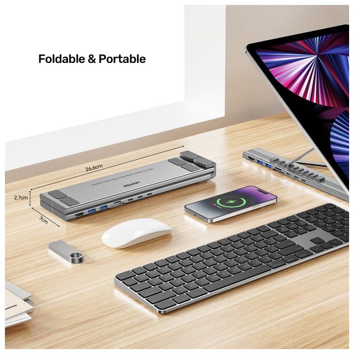 UNITEK D1137AGY01 dock per laptop/replicatore di porte USB 3.2 Gen 1 (3.1 Gen 1) Type-C argento