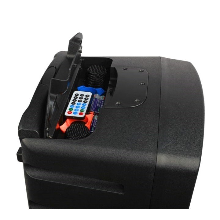 V-TONE BQ12 GO MP3 - altoparlante attivo 8 alimentato a batterie con microfono wireless e telecomando nero