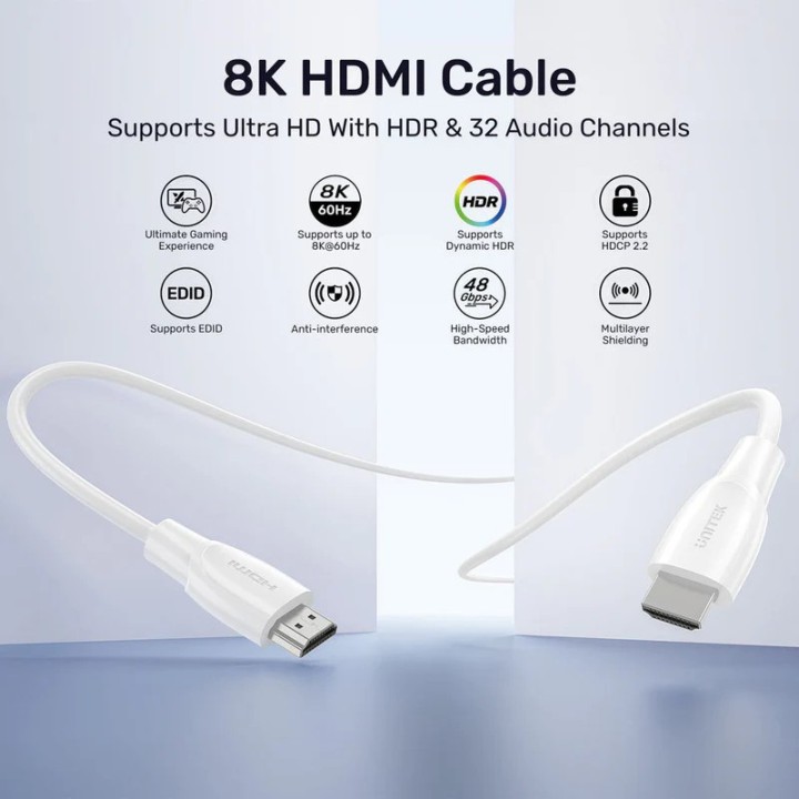 UNITEK HDMI 2.1 8K HDR cavo bianco 1.5 m