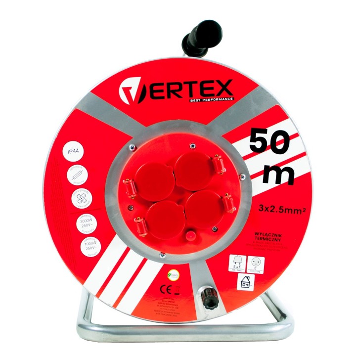 VERTEX PB50METAL Cavo di prolunga 50 m 3x2 5 mm 3000 W IP44 nero