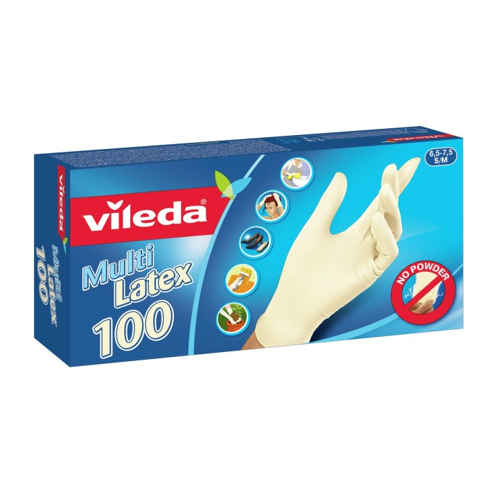 Vileda Multi Latex 100 Disposable Guanti Beige 100 pz