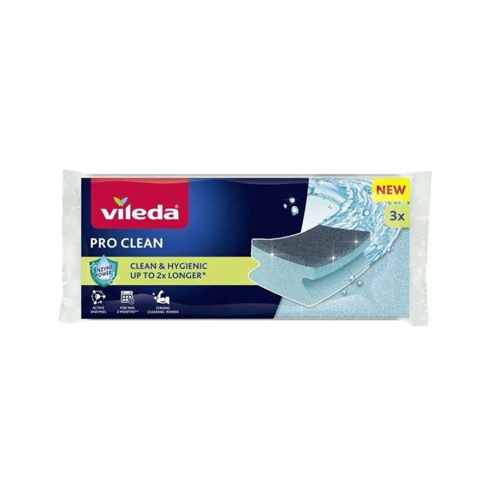 Vileda Spugna abrasiva profilata con enzimi Pro Clean 3 pcs.