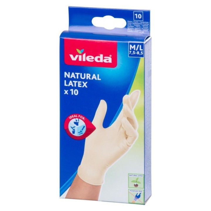 Vileda Guanti in lattice naturale taglia S/M 10 paia