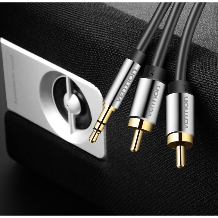 Vention 3.5mm Cavo Audio Jack a 2RCA 1M Nero Tipo Metal
