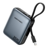 Vention 10000mAh 35W - power bank con cavo USB-C (grigio)