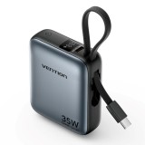 Vention 10000mAh 35W - power bank con cavo USB-C (grigio)