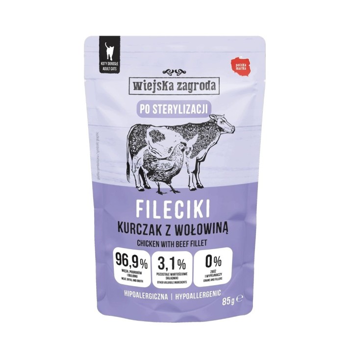 WIEJSKA ZAGRODA Pollo con manzo Sterilizzato - cibo umido per gatti - 85g