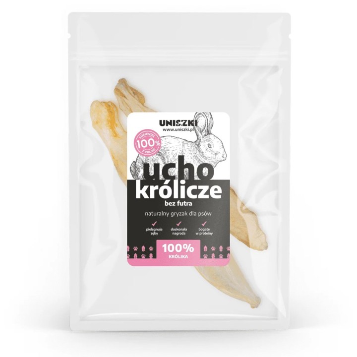 UNISZKI Orecchio di coniglio senza pelo - snack per cani - 2 pezzi