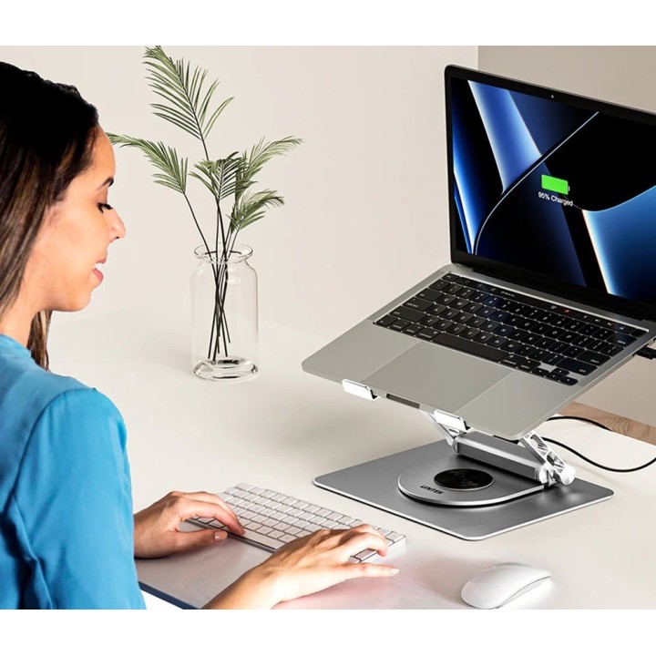 Supporto per laptop regolabile + USB-C HDMI hub Unitek D1109B01 PD 100W
