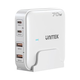 GaN caricabatterie di rete - Unitek P1228AWH01-EU | 70W 2x USB-C 2x USB-A