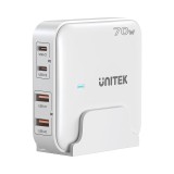 GaN caricabatterie di rete - Unitek P1228AWH01-EU | 70W 2x USB-C 2x USB-A