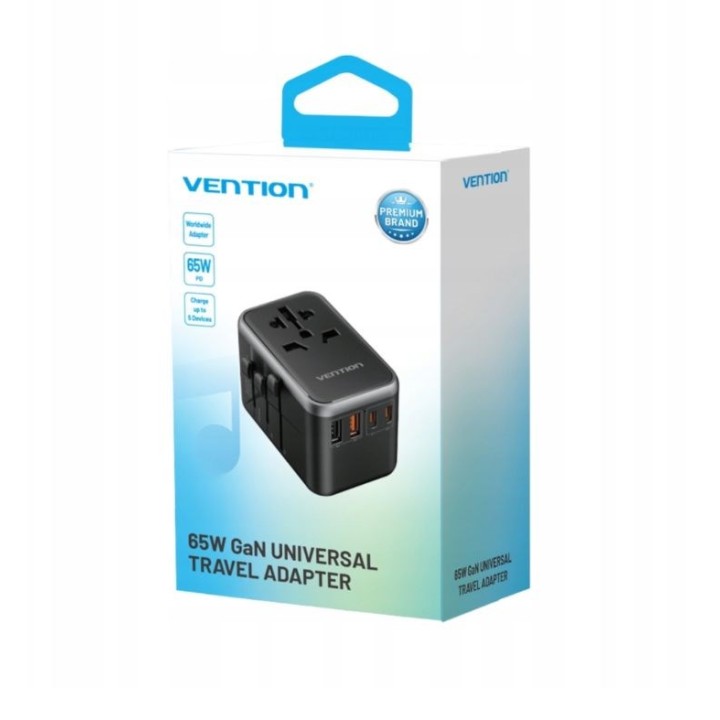 Vention 65W GaN adattatore da viaggio e caricabatterie 2x USB-A 2x USB-C