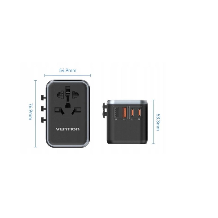 Vention 65W GaN adattatore da viaggio e caricabatterie 2x USB-A 2x USB-C