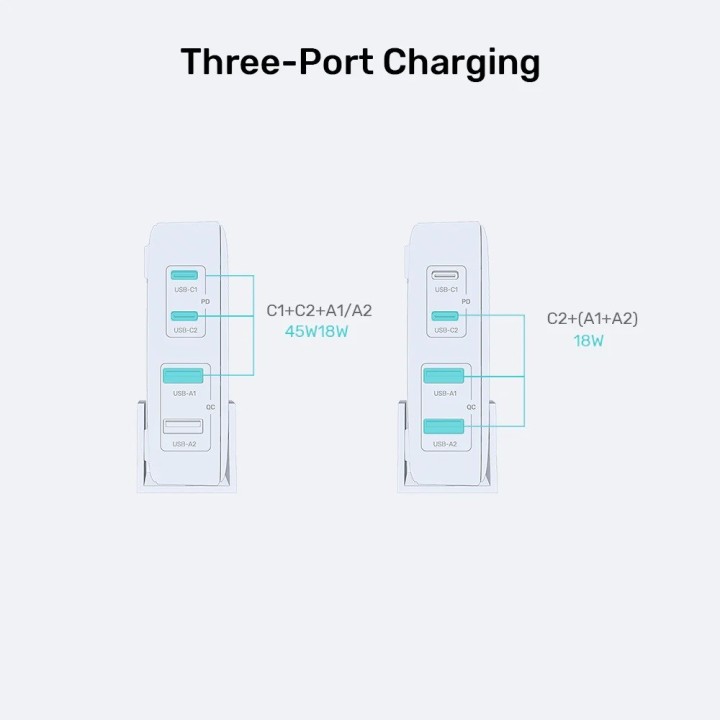 GaN caricabatterie di rete - Unitek P1228AWH01-EU | 70W 2x USB-C 2x USB-A