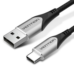 Vention Cavo intrecciato cotone USB 2.0 A maschio a C maschio 3A 2M grigio tipo lega di alluminio