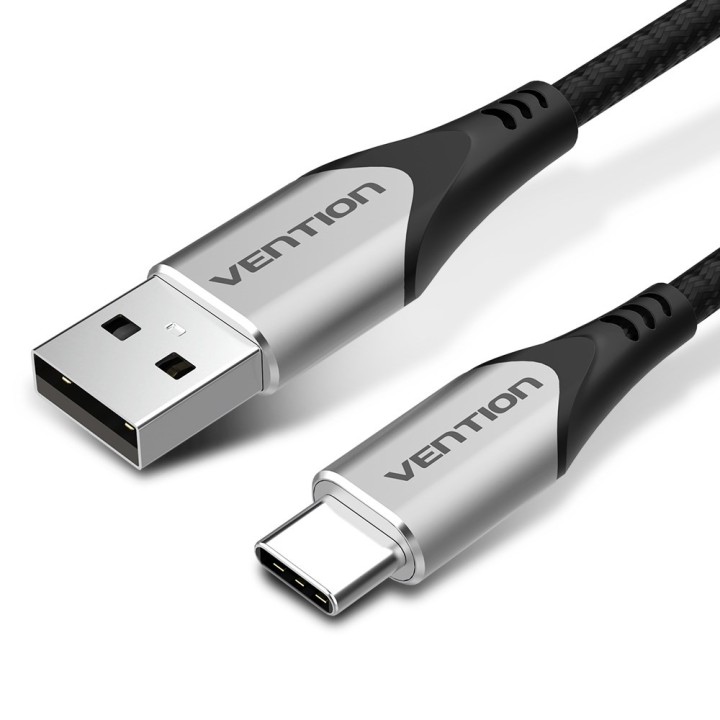 Vention Cavo intrecciato cotone USB 2.0 A maschio a C maschio 3A 2M grigio tipo lega di alluminio