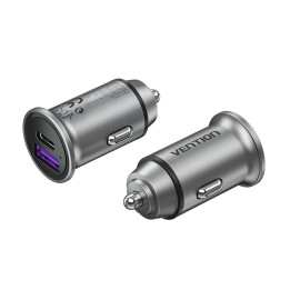 Vention Caricabatterie auto a due porte USB A+A(30+30) grigio stile mini lega di alluminio