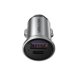 Vention Caricabatterie auto a due porte USB A+A(30+30) grigio stile mini lega di alluminio