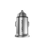 Vention Caricabatterie auto a due porte USB A+A(30+30) grigio stile mini lega di alluminio