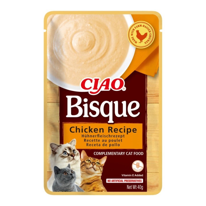INABA Ciao Bisque Zuppa cremosa con pollo manzo e pesce - snack per gatti - 24x40g