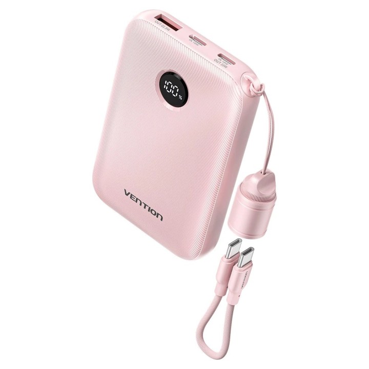 Vention 10000mAh Powerbank 2xUSB-C 1xUSB-A 22.5W rosa