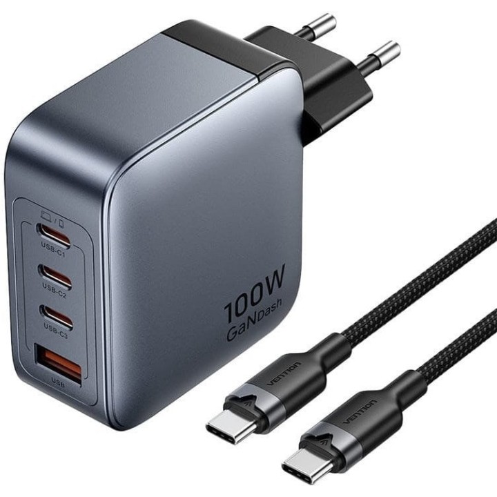 Vention 100W Caricabatterie 1xUSB-A 3xUSB-C + cavo