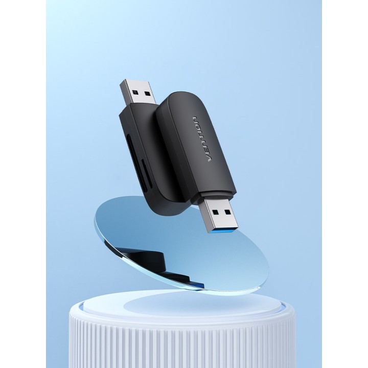 Vention 2-in-1 USB 3.0 A lettore di schede Reader(SD+TF) nero doppia lettera unità