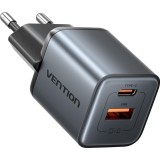 Vention 30W - caricabatterie con tecnologia GaN 1x USB-A 1x USB-C (nero)