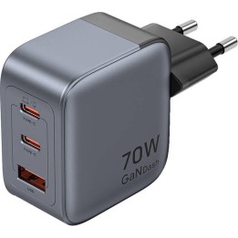 Caricabatterie Vention 70W GaN PD 1x USB-A 2x USB-C BK