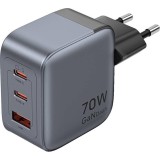 Caricabatterie Vention 70W GaN PD 1x USB-A 2x USB-C BK