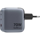 Caricabatterie Vention 70W GaN PD 1x USB-A 2x USB-C BK