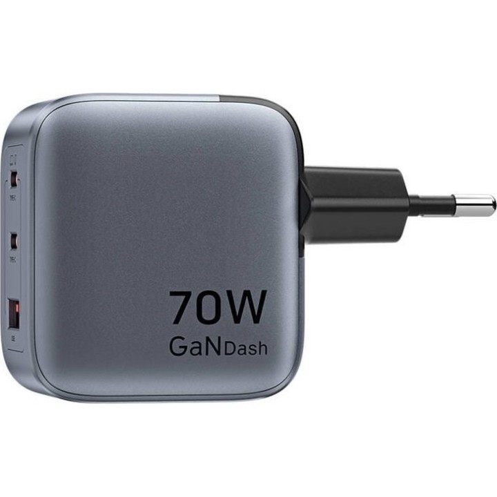 Caricabatterie Vention 70W GaN PD 1x USB-A 2x USB-C BK