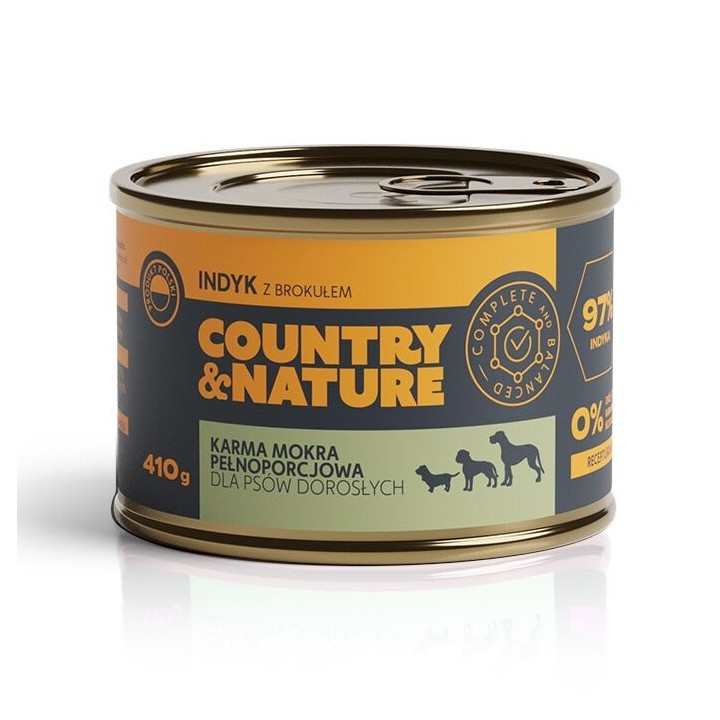COUNTRY&NATURE tacchino con broccoli Mono - cibo umido per cani - 410g