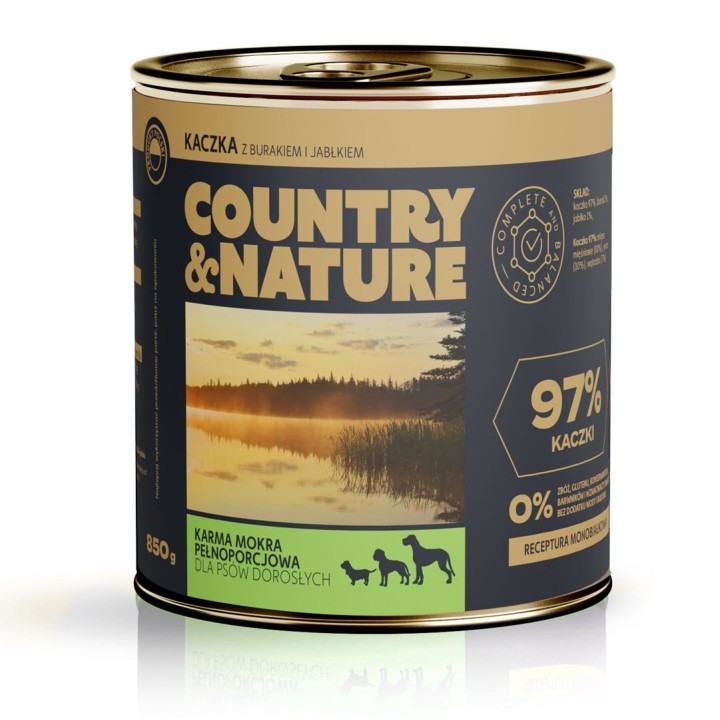 COUNTRY&NATURE Anatra con barbabietola e mela Mono - cibo umido per cani - 850g