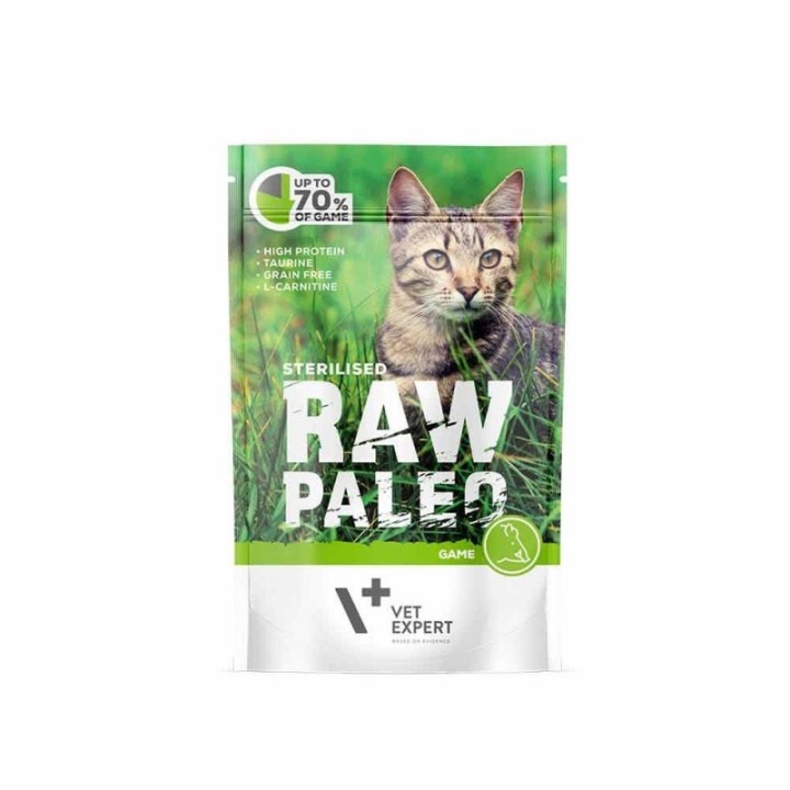 VETEXPERT Raw Paleo Adult Cat Sterilised Selvaggina - cibo umido per gatti - 100 g