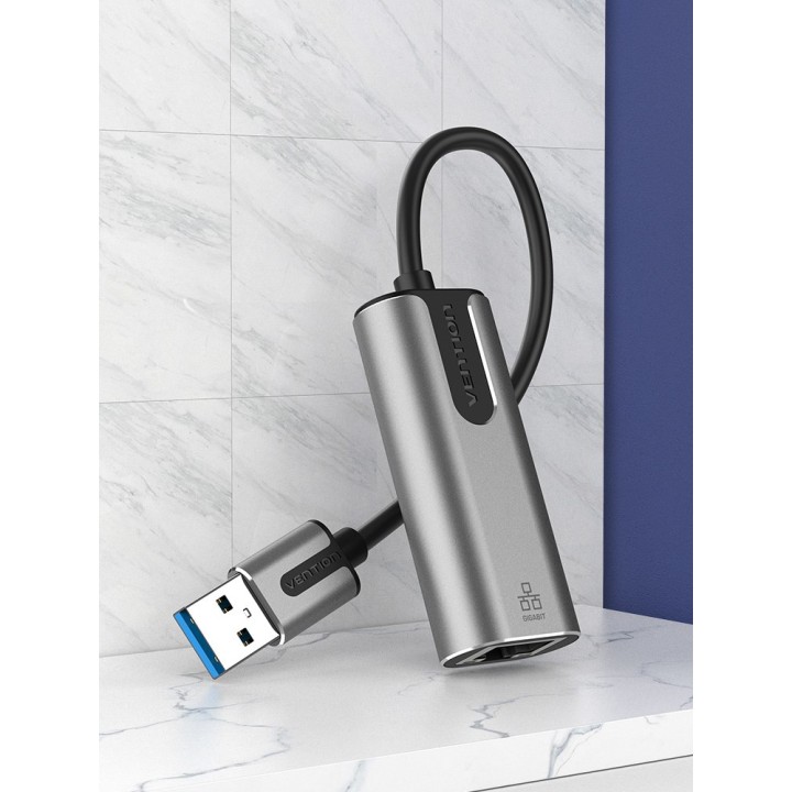 Vention USB 3.0-A Adattatore Gigabit Ethernet grigio 0.15M tipo lega di alluminio
