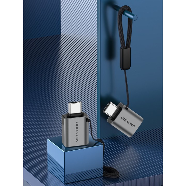 Vention USB-C Adattatore maschio a USB 3.0 femmina OTG grigio tipo lega di alluminio