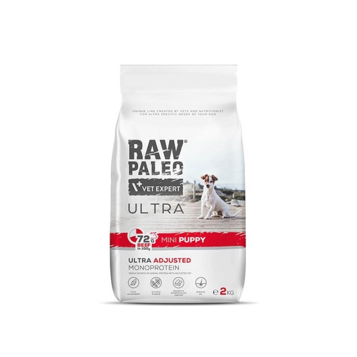 VETEXPERT Raw Paleo Ultra Mini Puppy Manzo - cibo secco per cuccioli di razze piccole - 2 kg
