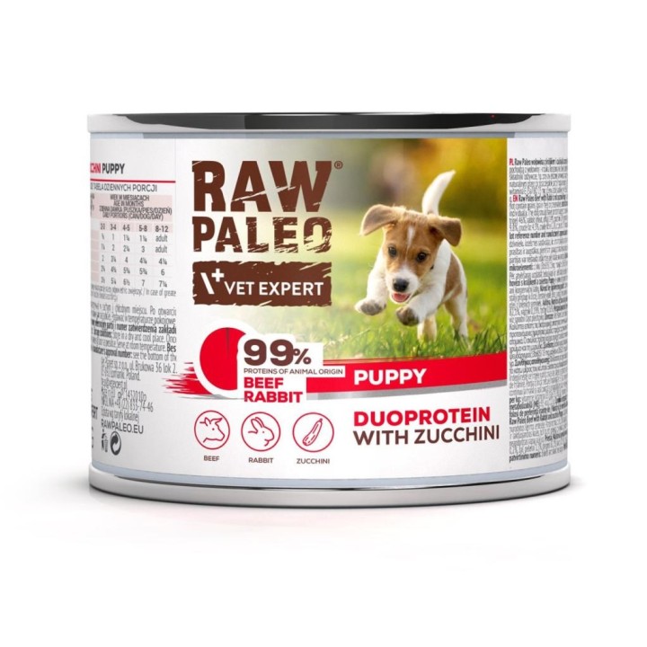 VETEXPERT Raw Paleo Duoprotein Manzo & Coniglio Puppy - cibo umido per cani - 200g