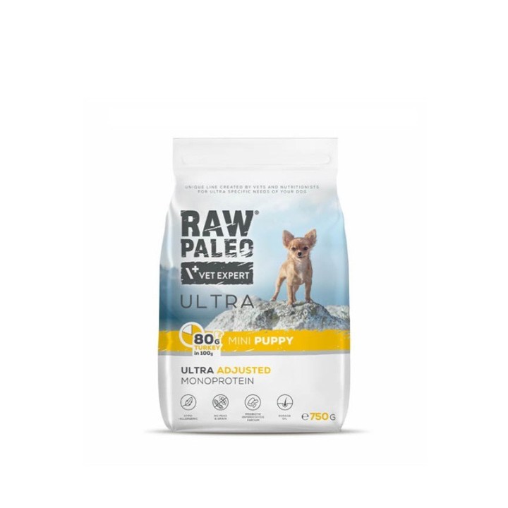 VETEXPERT Raw Paleo Ultra Mini Puppy Tacchino - cibo secco per cuccioli - 750 g