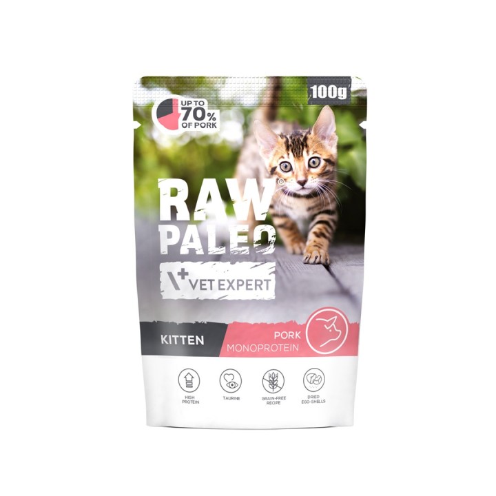 VETEXPERT Raw Paleo Kitten Maiale - cibo umido per gatti - 100g