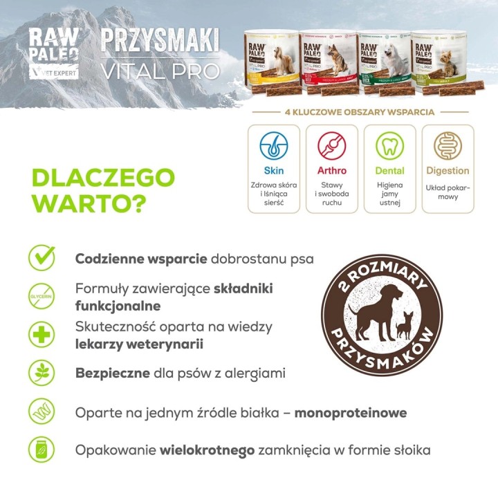 VETEXPERT Raw Paleo Vital Pro Digestion coniglio medio grande mono - snack per cani - 100g