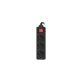 Lanberg PS1-03E-0300-BK prolunga 3 m 3 AC presa(e) Interno/esterno Nero