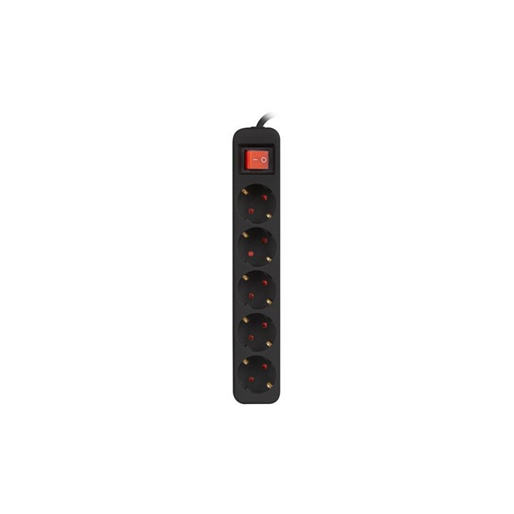 Lanberg PS1-05F-0150-BK prolunga 1.5 m 5 AC presa(e) Interno Nero